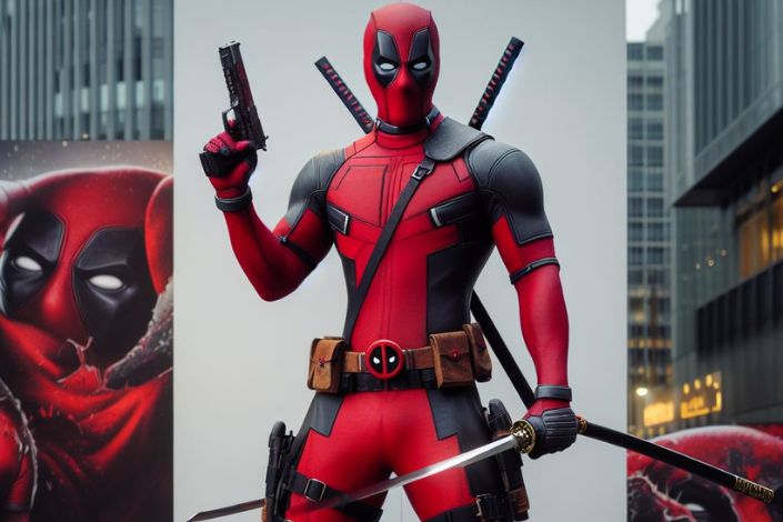 Deadpool with gun and sword